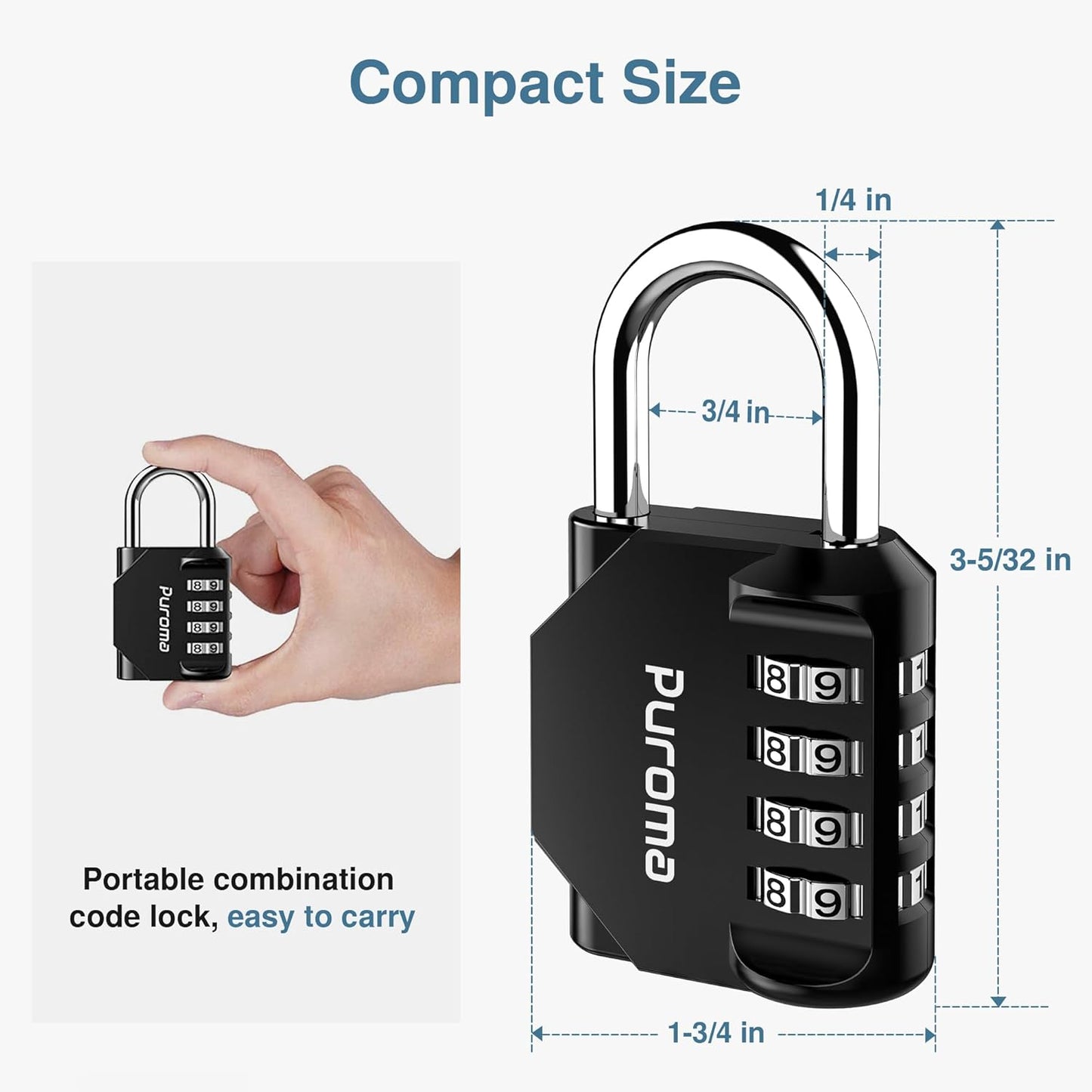 Puroma 2 Pack Combination Lock for Locker 4 Digit Outdoor Waterproof Padlock for School, Gym, Sports, Fence, Toolbox, Gate, Case