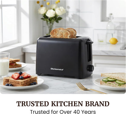 Elite Gourmet 2-Slice Cool Touch Toaster 6 Browning Levels, Extra Wide 1.25 Slots for Bagels & Thick Bread, Cancel Function, Compact, ETL