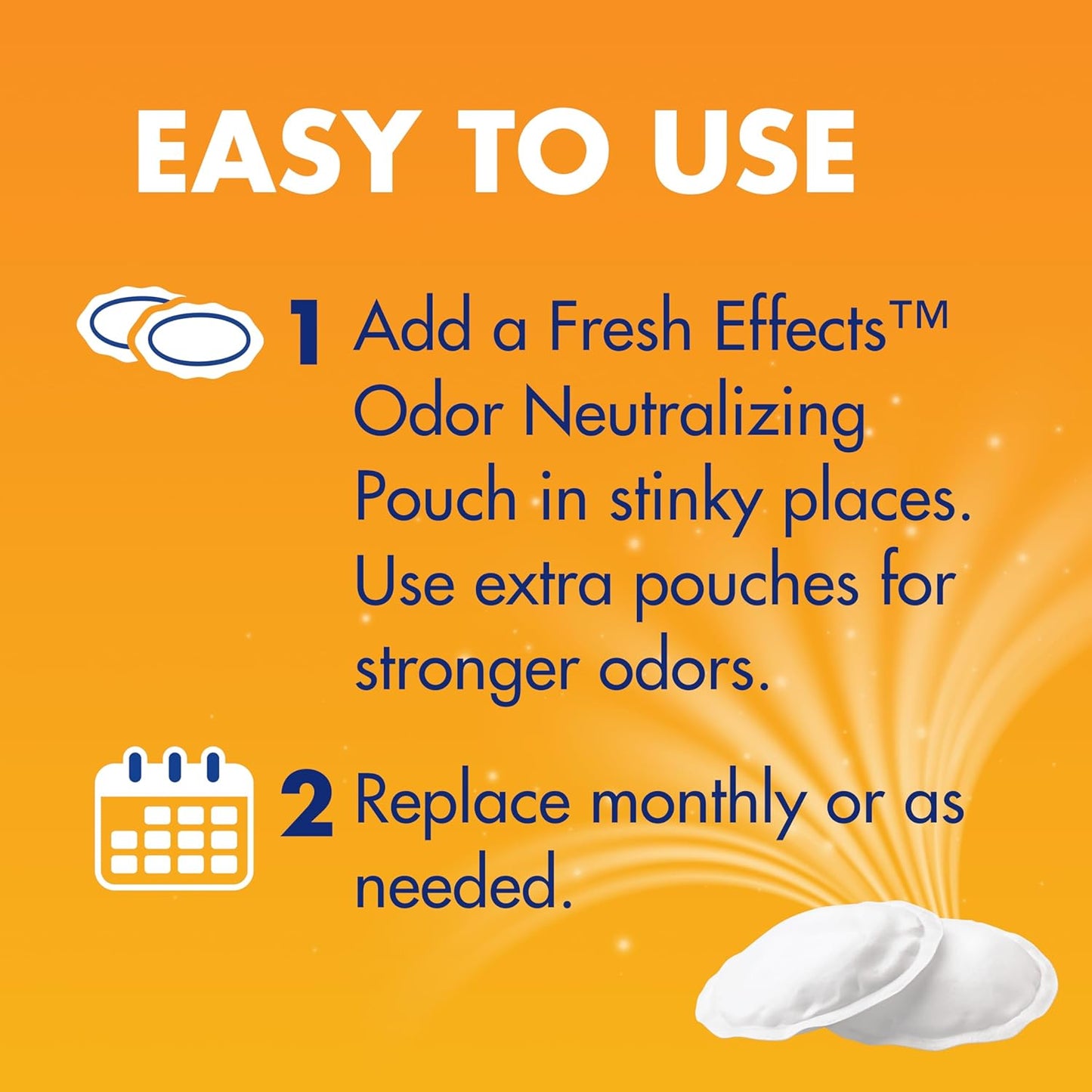Arm & Hammer Fresh Effects Odor Neutralizing Baking Soda Pouches, Unscented Deodorizer for Long Lasting Freshness in Shoes, Gym Bags, & Small
