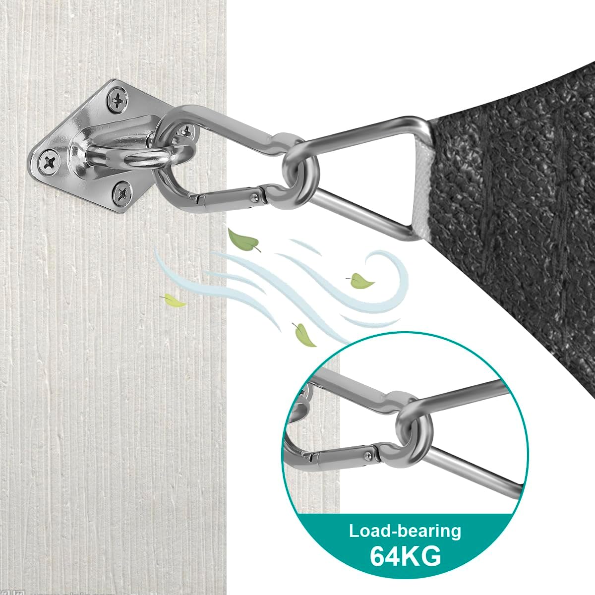 Sun Shade Sail Hardware Kit 6 Inch for Rectangle & Triangle Shade Sail