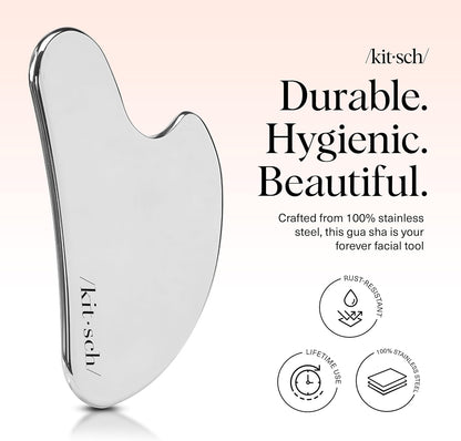 Kitsch Stainless Steel Gua Sha Facial Tools - Guasha Tool for Face, Face Sculpting Tool, Jawline Shaper, Double Chin Reducer, Body Gua Sha