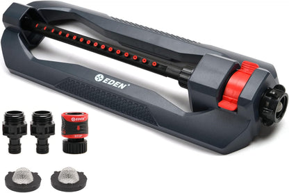 Eden 96213 Essential Turbo Oscillating Water Sprinkler, Covers Up to 3,600 sq. ft., 16 Nozzles, Weighted Base, Adjustable Range, Quick Connect