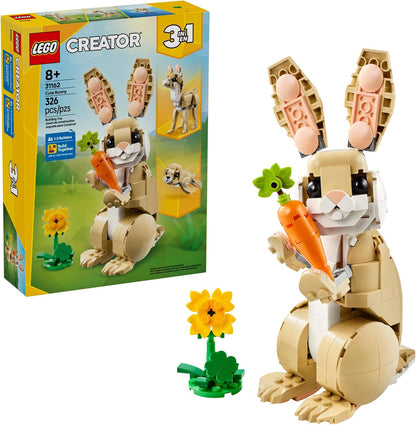 LEGO Creator 3 in 1 Cute Bunny Toy - Building Toy Set with 3 Build Options, Bunny, Seal, or Llama - Animal Figures for Kids, Girls and