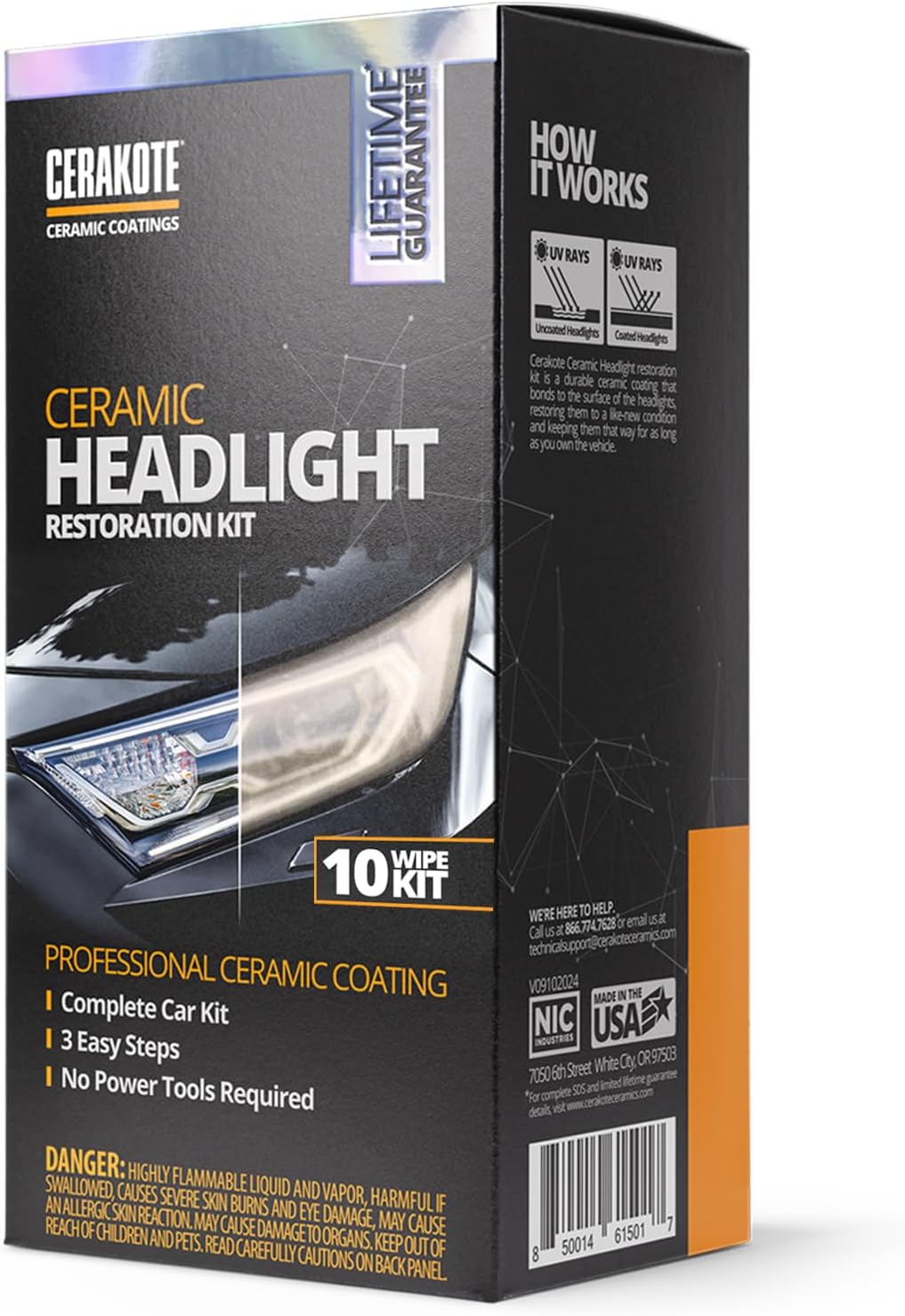 CERAKOTE Ceramic Headlight Restoration Kit Guaranteed To Last As Long As You Own Your Vehicle Brings Headlights Back to Like New Condition - No Power
