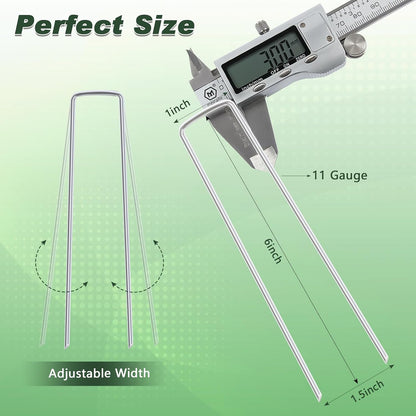 FEED GARDEN 6 Inch 50 Pack Hot-dip Galvanized Landscape Staples Plant Cover Spikes 11 Gauge Tent Stakes Garden Stakes Landscaping Fabric SOD Pins