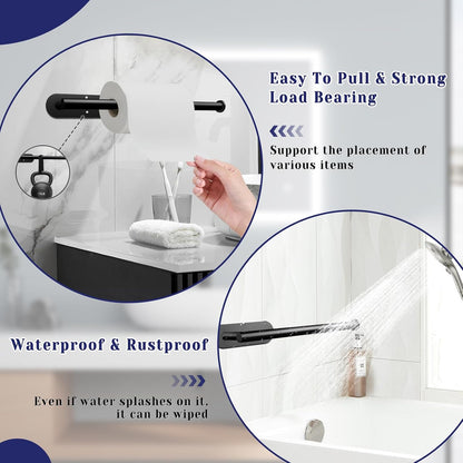 Paper Towel Holder, Self Adhesive or Drilling Paper Towel Holder Under Cabinet, Stainless Steel Black Paper Towel Holders Wall Mount for