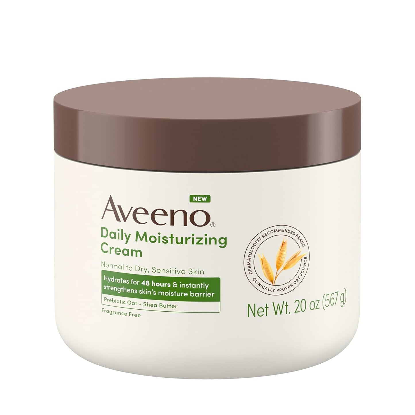 Aveeno Daily Moisturizing Cream with Prebiotic Oat & Shea Butter for Body, Face & Hands Moisturizer Cream, Hydrates Normal to Dry, Sensitive