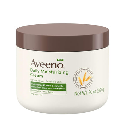 Aveeno Daily Moisturizing Cream with Prebiotic Oat & Shea Butter for Body, Face & Hands Moisturizer Cream, Hydrates Normal to Dry, Sensitive
