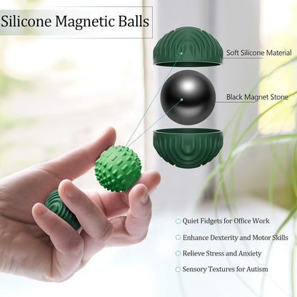 luckdoor Silicone Magnetic Balls Fidget Toys for Adults & Teens,4PCS Stress Relief Sensory Toys for Autism ADHD Anxiety,Fun Textures