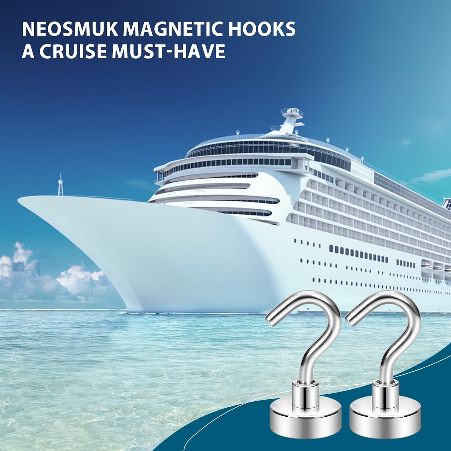 Neosmuk Magnetic Hooks, Heavy Duty 30lb+ Strong Magnet Hook for Cruise Cabins, Cruise Ship Essentials for