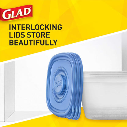 Glad GladWare Medium Rectangle Food Storage Containers with Lids, BPA Free Plastic for Soups Salads and Meal Prep, Airtight Leak