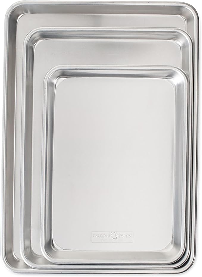Nordic Ware Naturals 3 Piece Set - USA Made Aluminum Commercial Quality Sheet Pan for Baking or