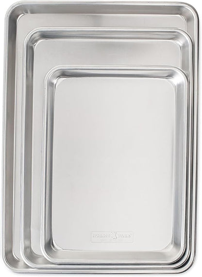 Nordic Ware Naturals 3 Piece Set - USA Made Aluminum Commercial Quality Sheet Pan for Baking or
