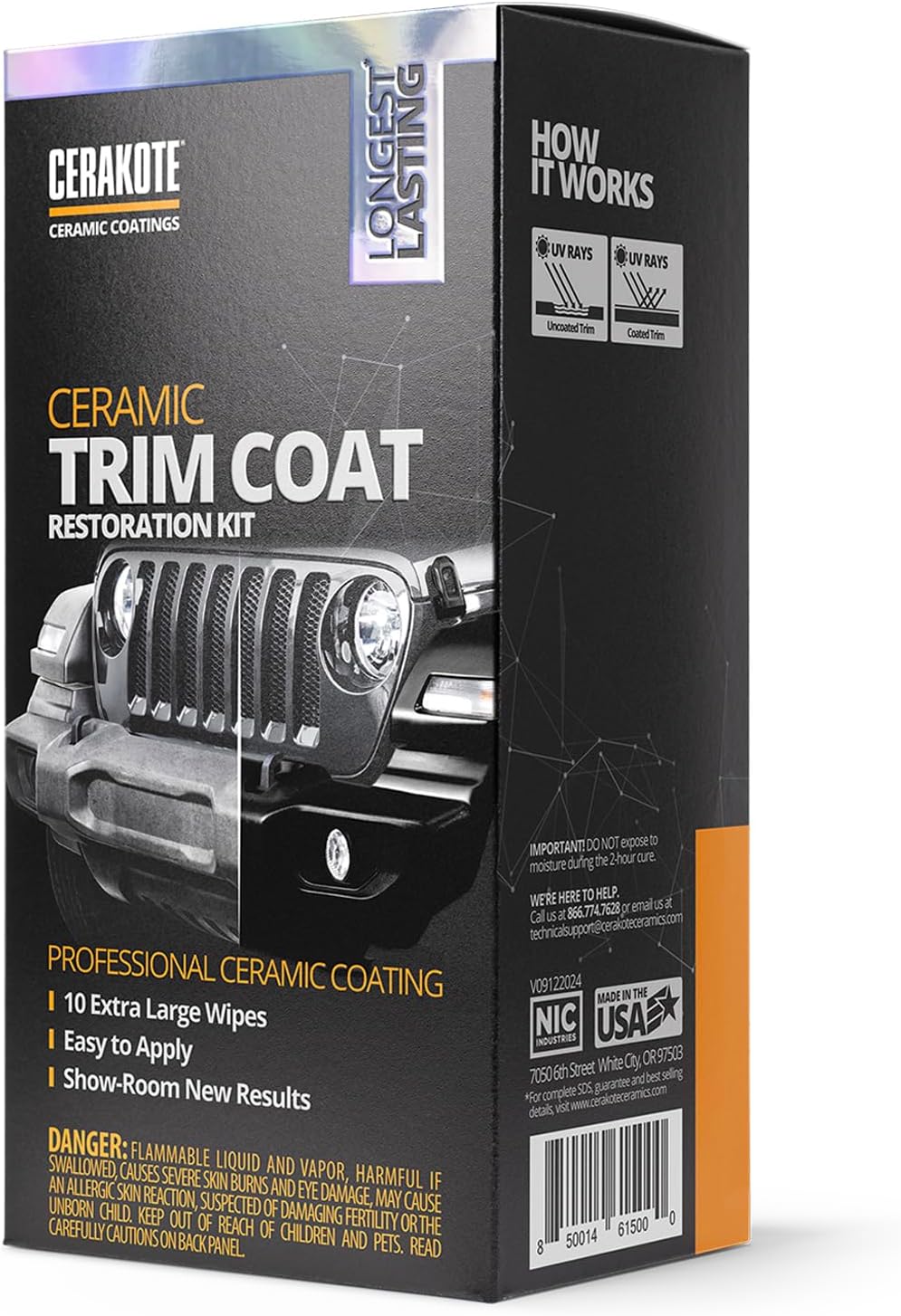 CERAKOTE Ceramic Trim Coat Kit - Quick Plastic Trim Restorer - Ceramic Coating Guaranteed Restoration to Last Over 200 Washes A Ceramic