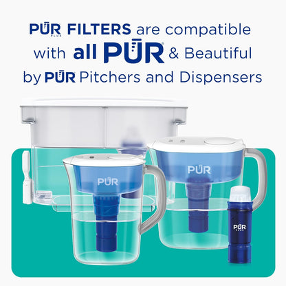PUR Plus Water Filter Replacement for Pitchers & Dispensers, 6-Month Supply, 3 Count, Blue