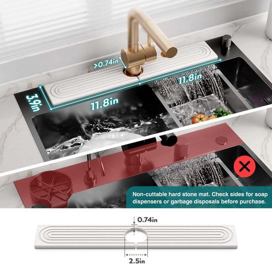 Eormoe Faucet Mat for Kitchen Sink Diatomite Stone Drying Mat & Sink