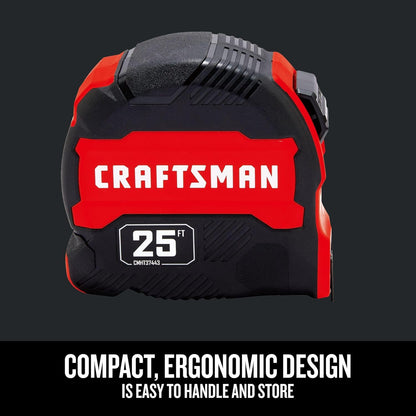CRAFTSMAN 25-Ft Tape Measure with Fraction Marketing, Retractable, Manual-Locking Blade