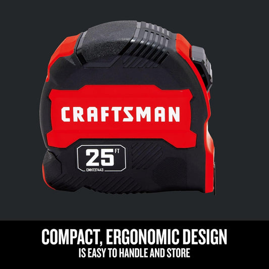 CRAFTSMAN 25-Ft Tape Measure with Fraction Marketing, Retractable, Manual-Locking Blade