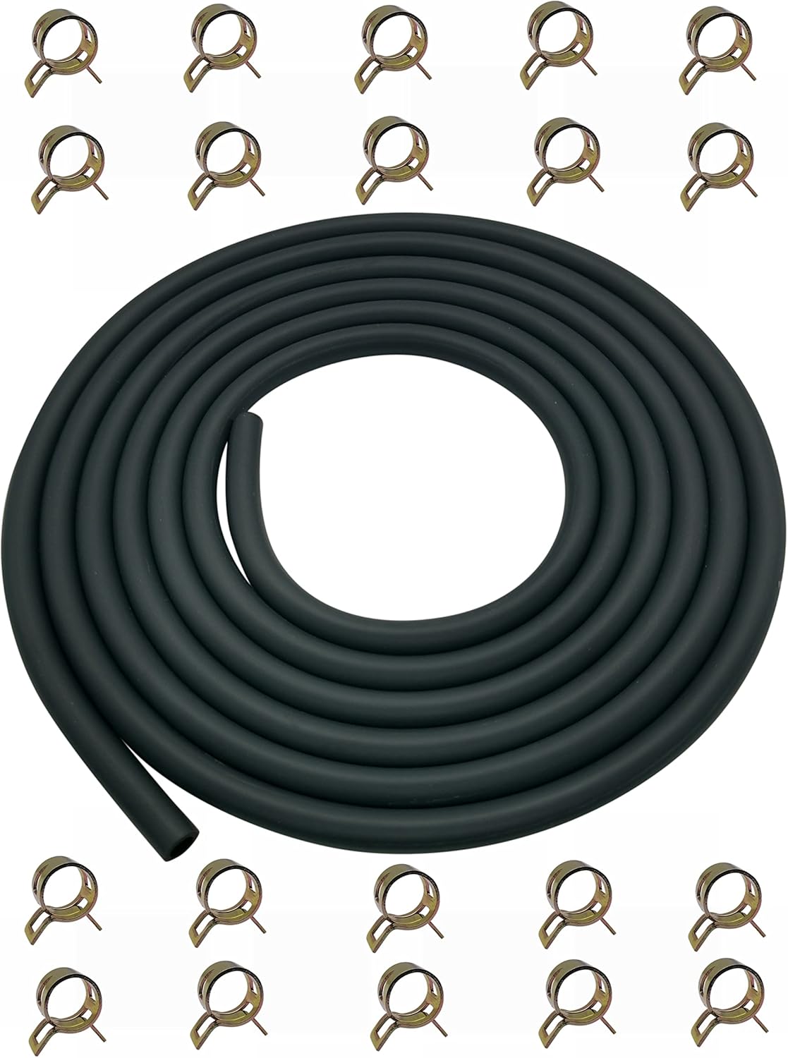 YAMAKATO 10 Feet 1/4 Inch ID Fuel Line Hose for Kawasaki Kohler Briggs & Stratton Small Gas Diesel Powersports Engines and Generators w/ 20 Clamp