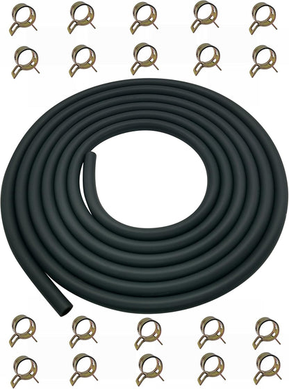 YAMAKATO 10 Feet 1/4 Inch ID Fuel Line Hose for Kawasaki Kohler Briggs & Stratton Small Gas Diesel Powersports Engines and Generators w/ 20 Clamp