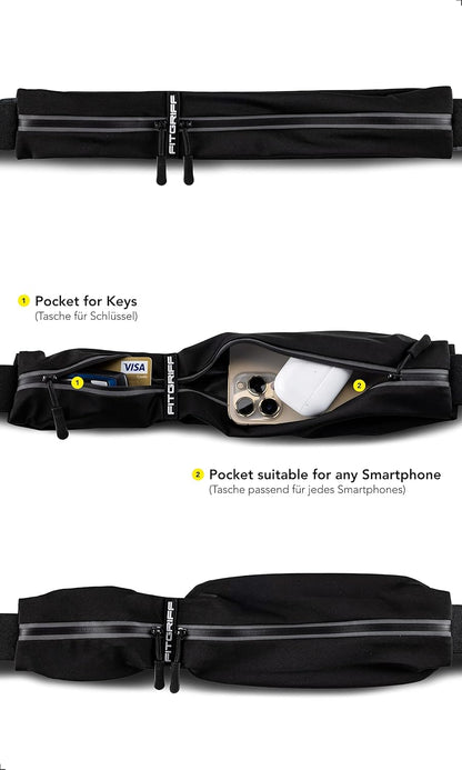 Fitgriff Running Belt for Men & Women - Secure Jogging Pouch for Phone, Keys & Essentials - For All Cell Phones
