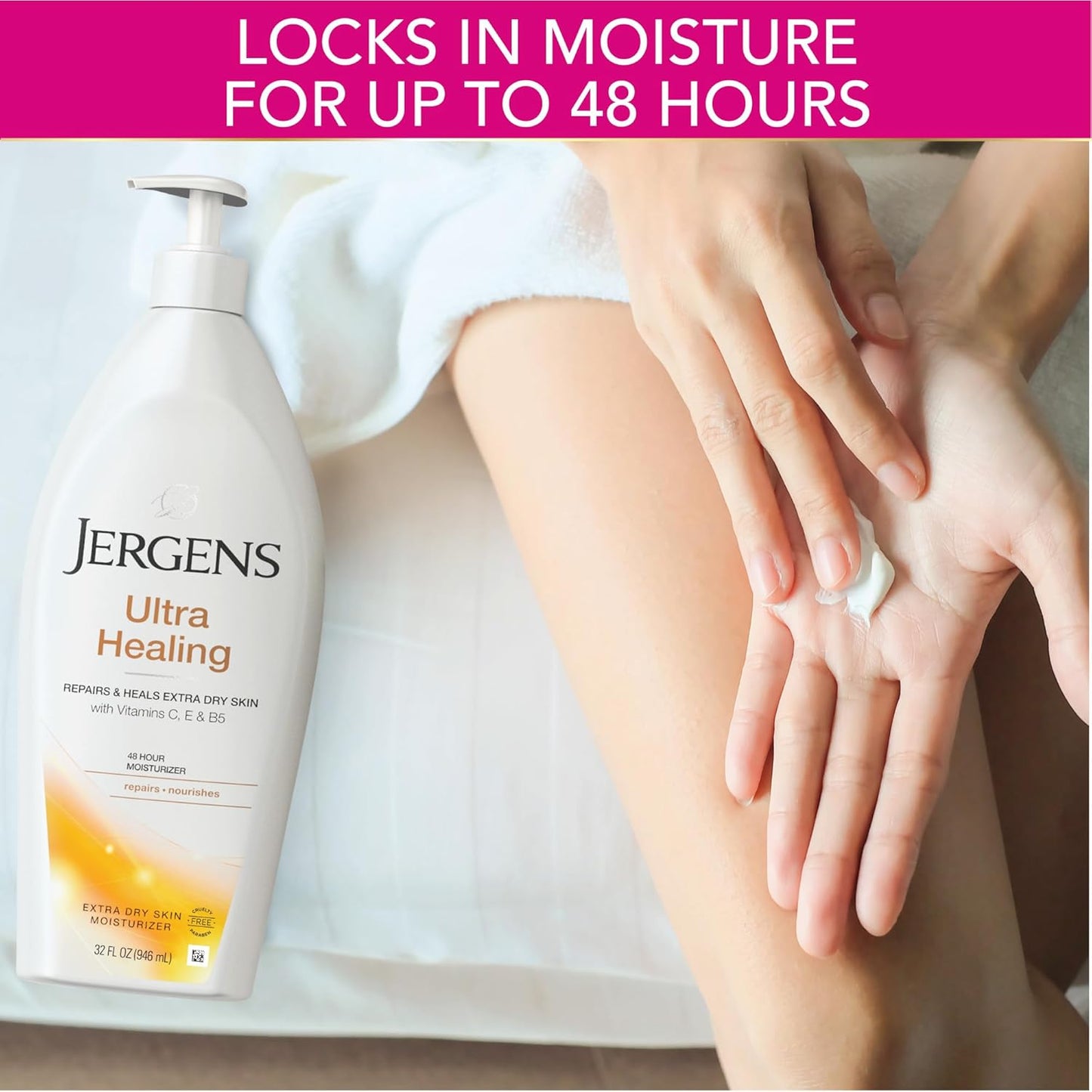 Jergens Ultra Healing Dry Skin Lotion, Hand and Body Moisturizer for Quick Absorption into Extra Dry Skin with Hydralucence Blend, Vitamins