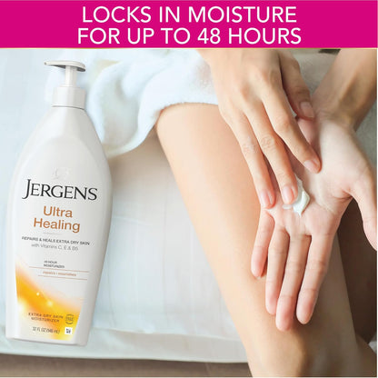 Jergens Ultra Healing Dry Skin Lotion, Hand and Body Moisturizer for Quick Absorption into Extra Dry Skin with Hydralucence Blend, Vitamins