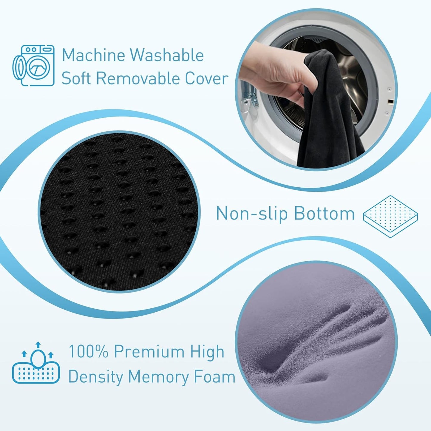 BlissTrends Seat Cushion with Velvet Cover, Thick Memory Foam Cushions for Office Chair, Car Seat