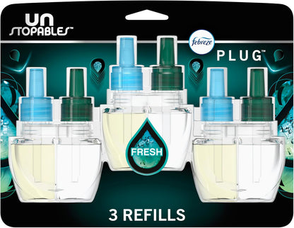 Febreze Plug-in Air Freshener, Odor-Fighting Scented Oil Refill, Air Fresheners for Home, Bathroom and Kitchen, Long Lasting, Unstopables Fresh