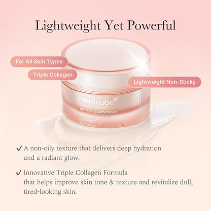 Medicube Triple Collagen Cream - Hydrating & Firming Moisturizer with Hyaluronic Acid, Premium