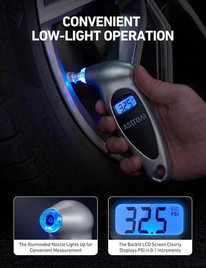 AstroAI Digital Tire Pressure Gauge 0-150PSI Calibrated to ANSI B40.7 +/-1PSI, Accurate in 0.1
