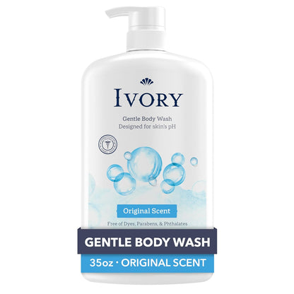 Ivory Body Wash, Designed for the Whole Family, Gentle Formula, Free of Dyes Heavy Perfumes Parabens Phthalates & Silicones, for Sensitive