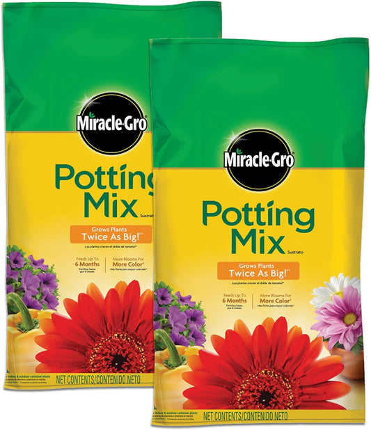 Miracle-Gro Potting Mix - For Container Plants, Flowers, Vegetables, Shrubs, Annuals, Perennials, Potting Soil Mix, Feeds up to 6