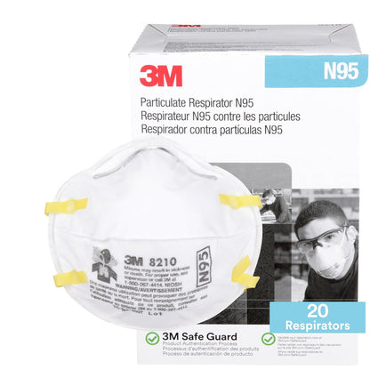 3M 8210 Particulate Respirator, N95, Pack of 20 Disposable Respirator, NIOSH APPROVED, Two-Strap Cup Style