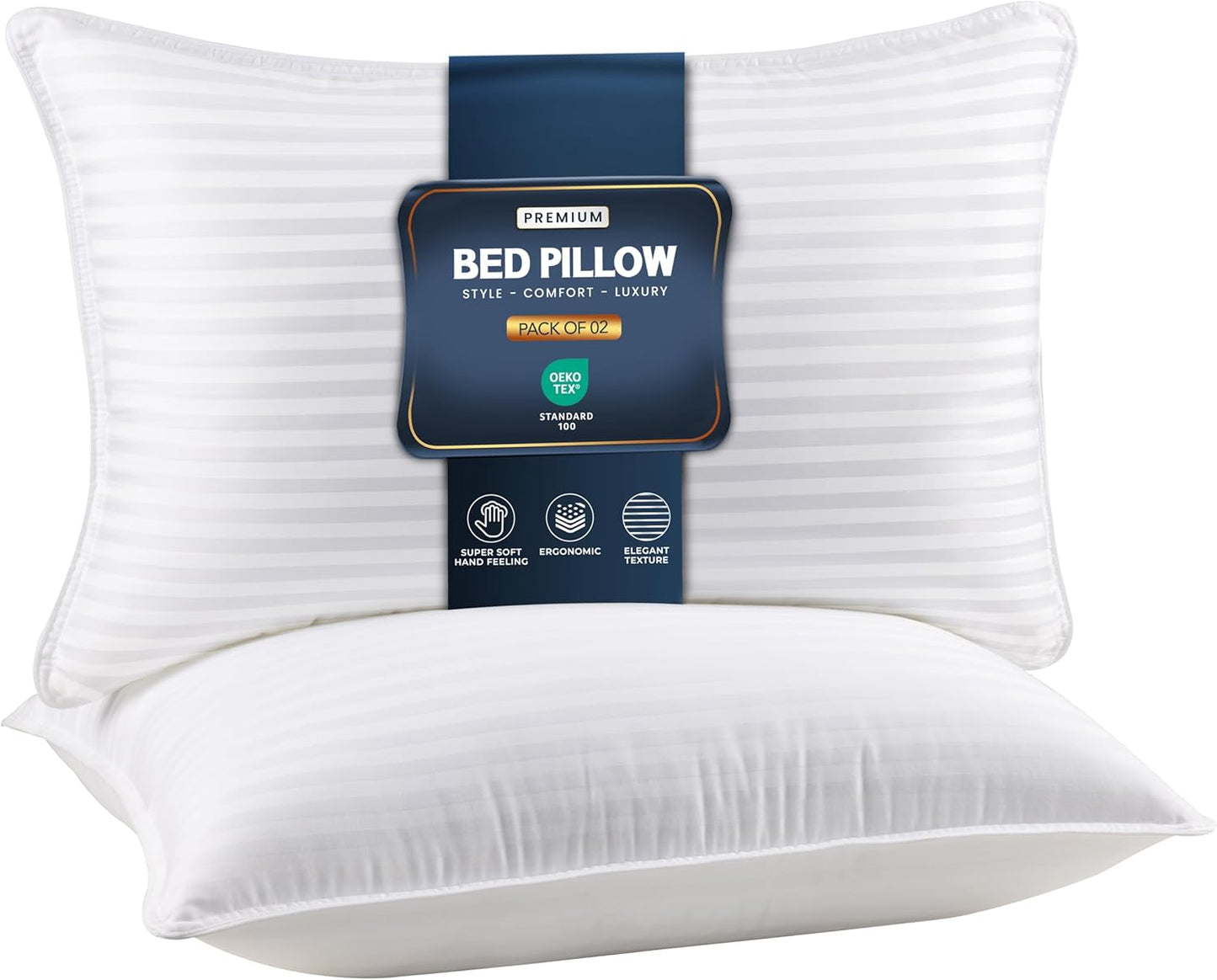 Utopia Bedding Bed Pillows for Sleeping Queen Size (White), Set of 2, Down Alternative Pillow for Sleeping, Cooling Hotel Quality Pillow Set for