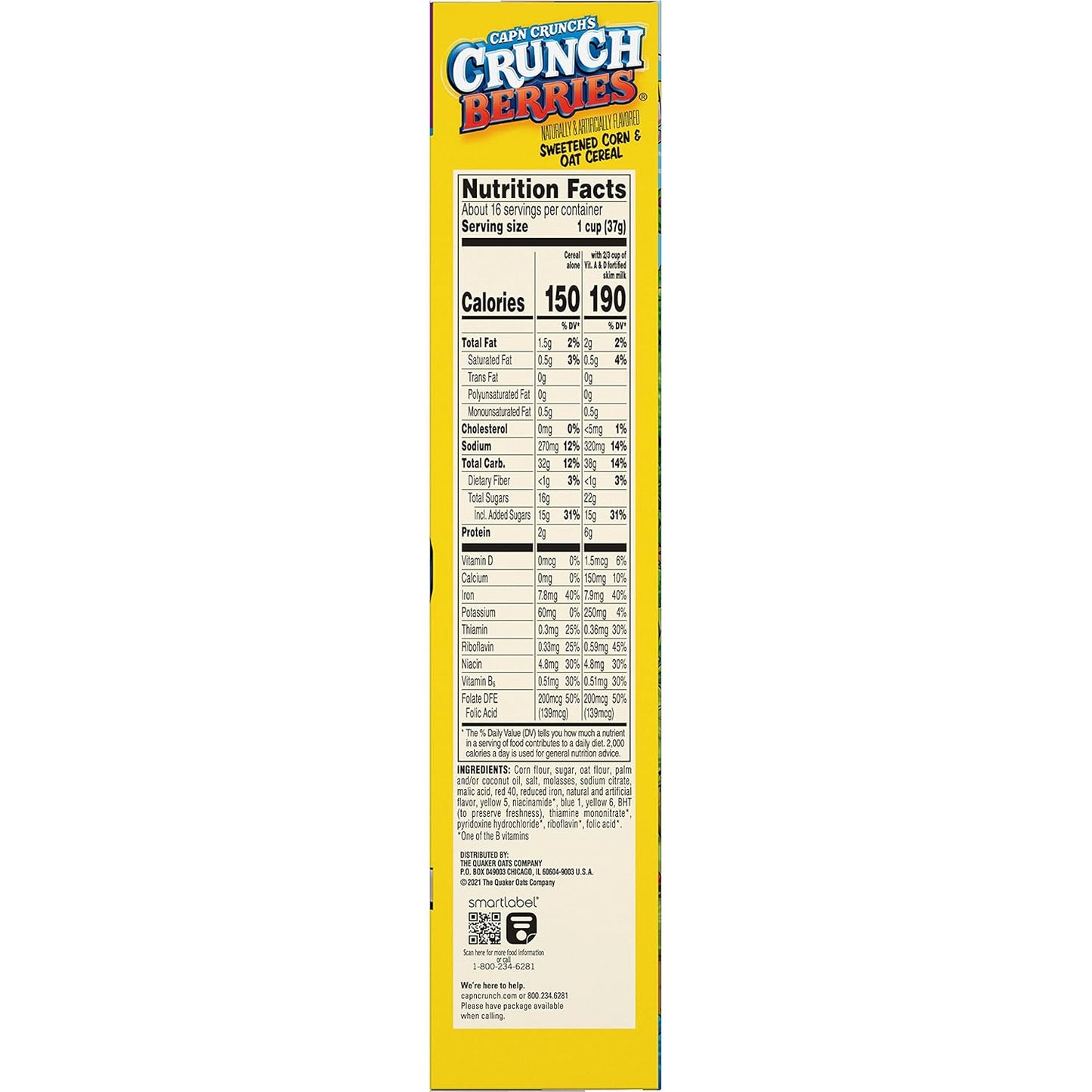 Cap'n Crunch Cereal, Crunch Berries, 20.5oz Box
