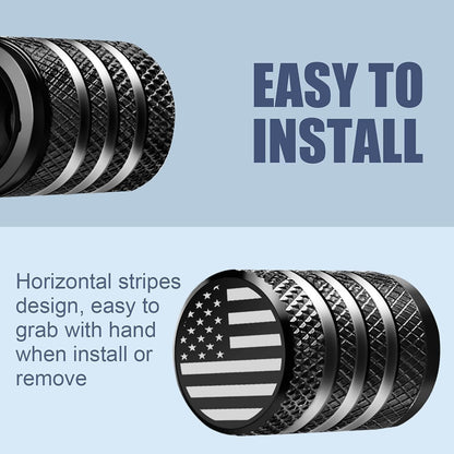 Tire Valve Stem Cap Cover - (5 Pack) Tire Air Cap Metal with Plastic Liner Corrosion Resistant Leak-Proof American Flag for Car Truck Motorcycle Bike