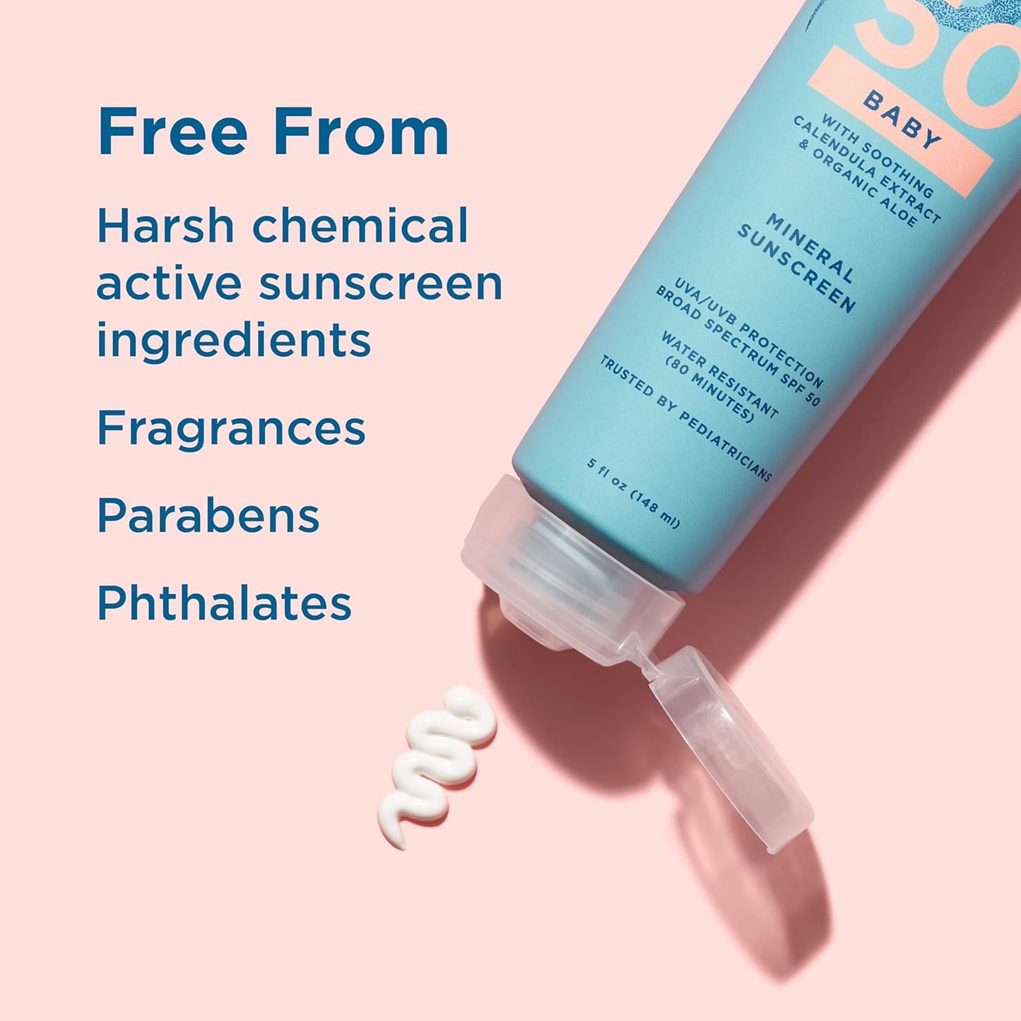 Blue Lizard BABY Mineral Sunscreen with Zinc Oxide, SPF 50+, Water Resistant, UVA/UVB Protection with Smart Cap Technology - Fragrance