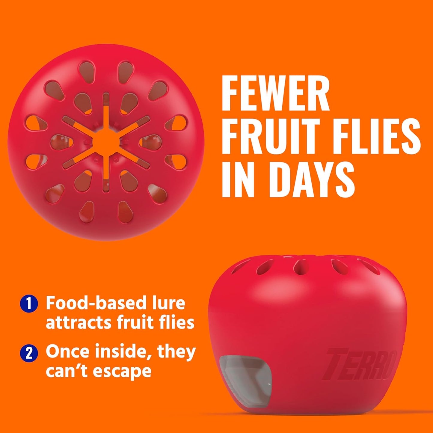 TERRO Fruit Fly Traps for Indoors (4 Pack) + 180 Days of Lure Supply - T2503SR - Lure and Kill Indoor Fruit Flies Near Fruit, Trash