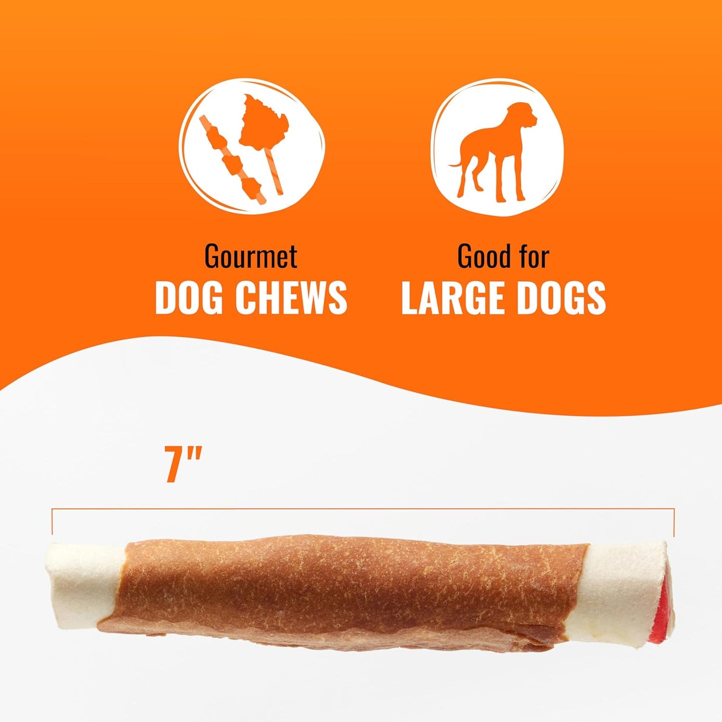 Good n Fun Triple Flavor Rolls for Large Dogs, Treat Your Dog to Long-Lasting Chews Made with Real Beef Hide and Chicken, 6 Count