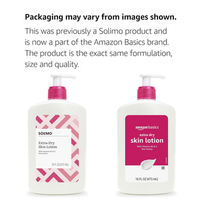 Amazon Basics Body Lotion For Dry Skin with Vitamins B5 & E, Clean Scent, 16 fl oz
