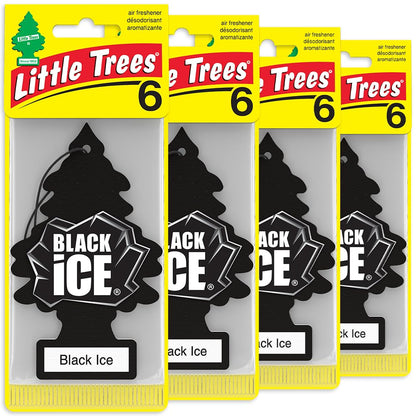 LITTLE TREES Car Air Freshener, Hanging Tree Provides Long Lasting Scent for Auto and Home, Black Ice, 24 Air Fresheners