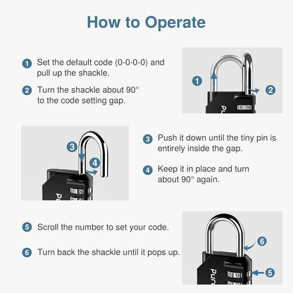 Puroma 2 Pack Combination Lock for Locker 4 Digit Outdoor Waterproof Padlock for School, Gym, Sports, Fence, Toolbox, Gate, Case