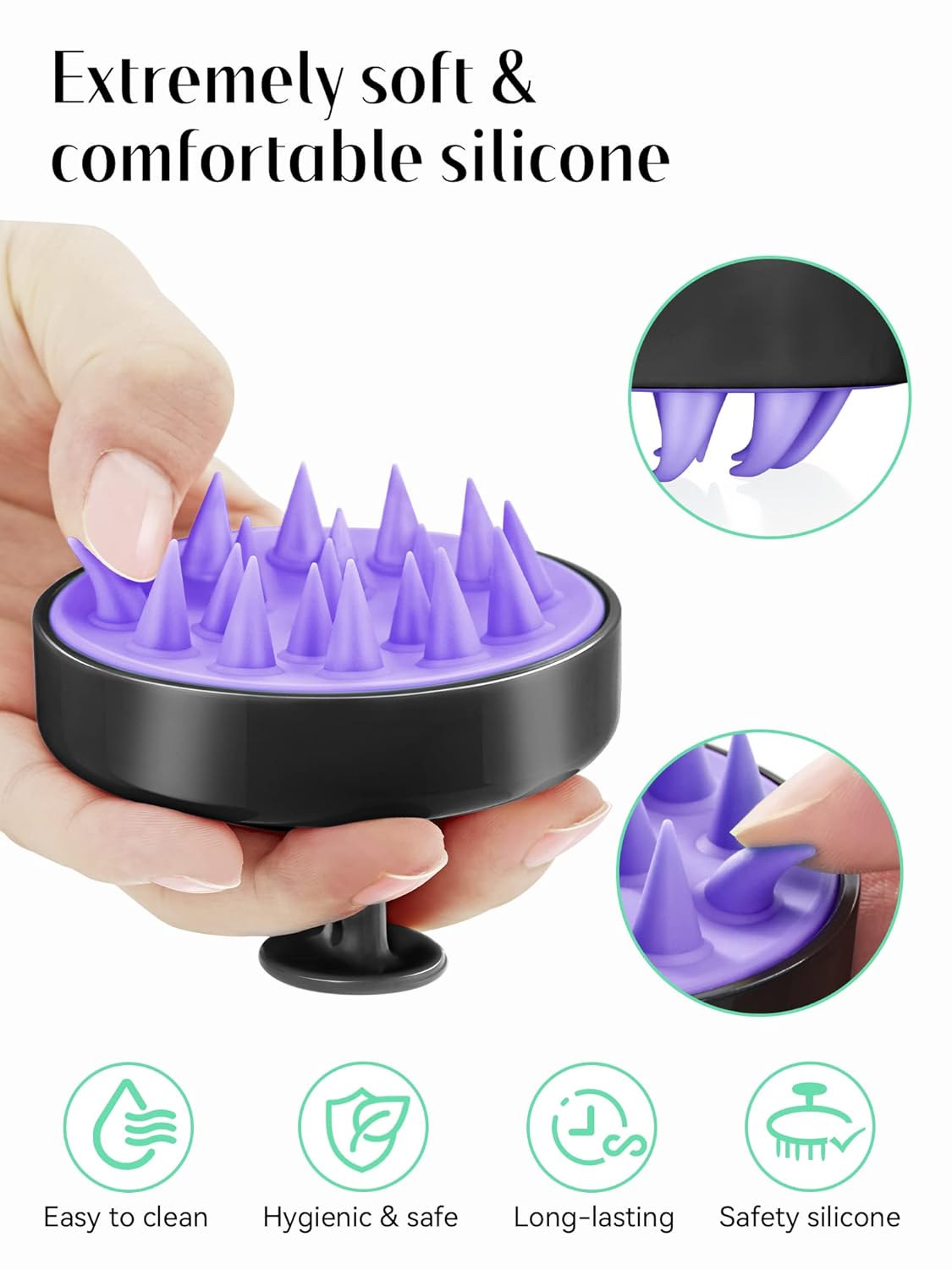HEETA Scalp Massager Hair Growth, Soft Silicone Scalp Scrubber Shampoo Brush for Exfoliation, Dandruff Removal Head Massage Stress