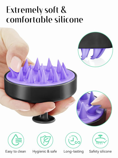 HEETA Scalp Massager Hair Growth, Soft Silicone Scalp Scrubber Shampoo Brush for Exfoliation, Dandruff Removal Head Massage Stress