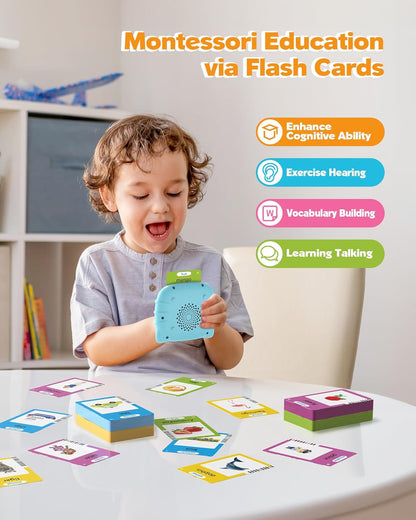 Airbition Talking Flash Cards for Toddlers 1 2 3 4 Year Olds, Montessori Language Learning with 224 Words, Pocket Speech Therapy