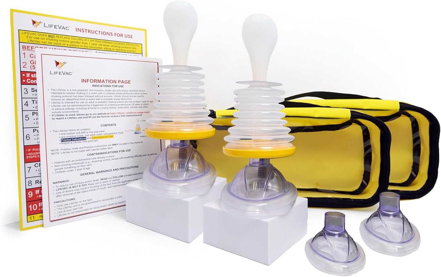 LifeVac Yellow Travel Kit 2 Pack - Portable Suction Rescue Device, First Aid Kit for Kids and