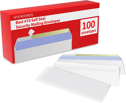 Envelopes Letter Size Self Seal, 100 Business Mailing Security Peel and Sealing Envelope, 100%
