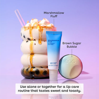 eos Flavor Lab Secret Menu Gift Set - Brown Sugar Boba Lip Scrub Exfoliator & 24H Moisture Super Balm, Limited-Edition Lip Treatment
