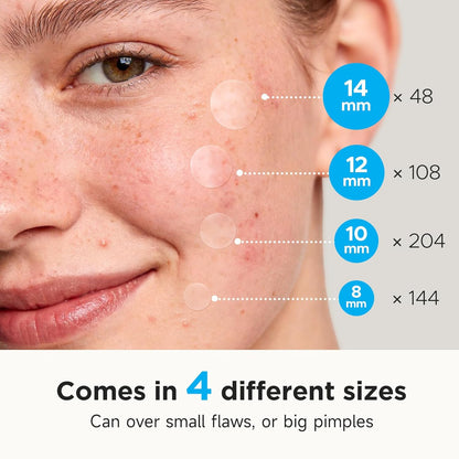 Pimple Patches for Face (504 Count), FSA Eligible Acne Patch Bulk, Zit Stickers 4 Sizes, Hydrocolloid Spot